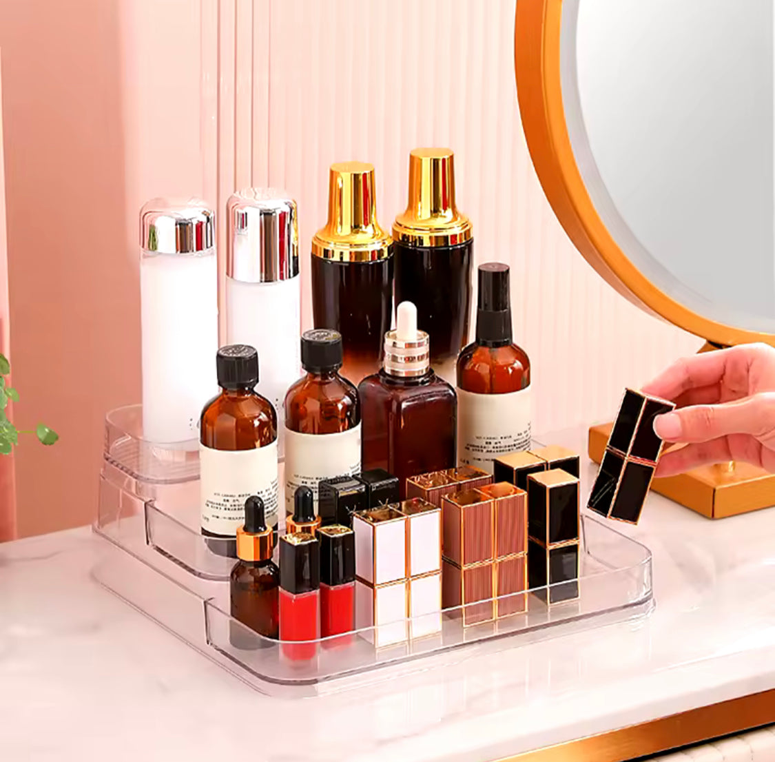 3 Tier Acrylic Desktop Perfume Shelf, Kitchen Seasoning Organizer Box, Multi Layer Vanity Countertop 3 Tier Acrylic Desktop Perfume Shelf, Kitchen Seasoning Organizer Box, Multi Layer Vanity Countertop